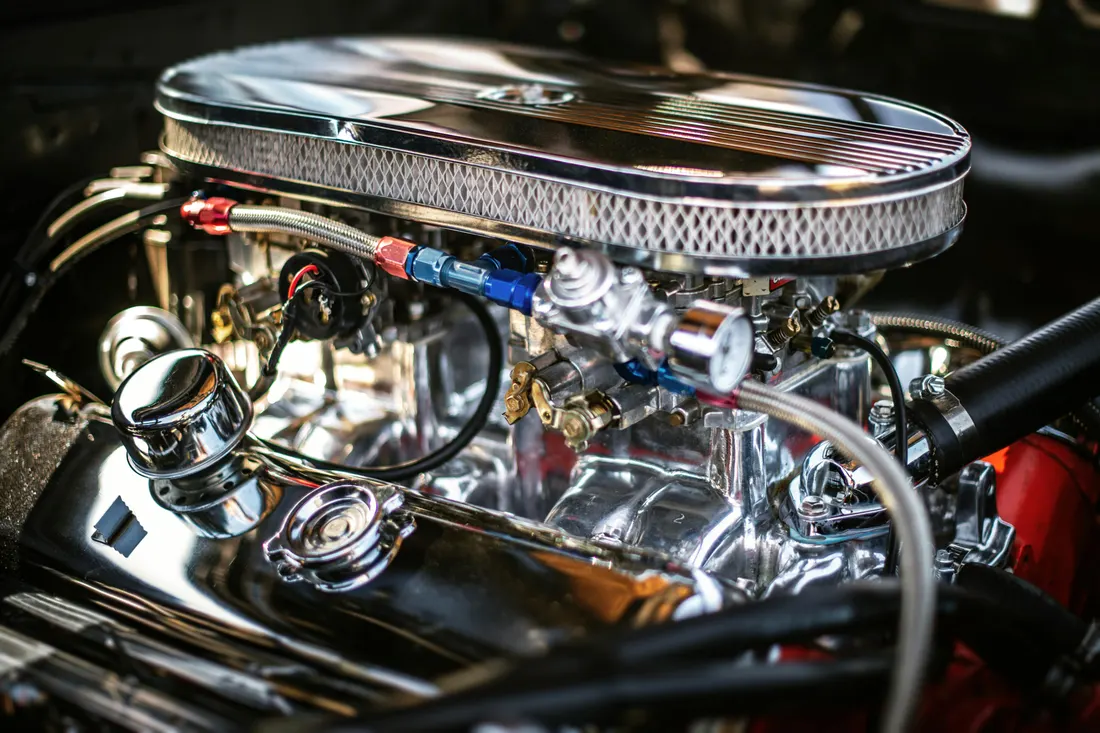 Tune-up — clean automotive engine bay being serviced
